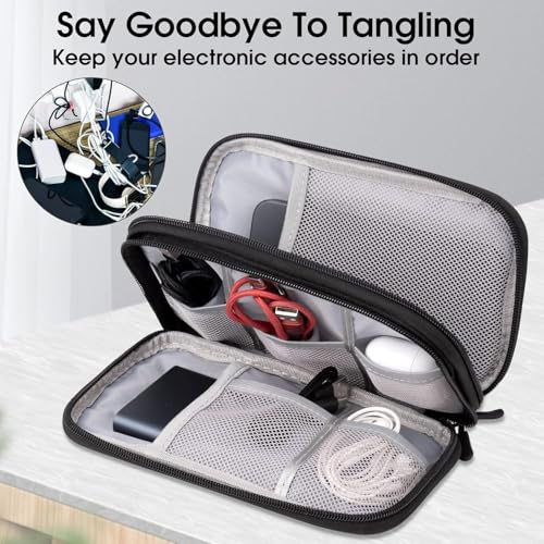 RATAVA Electronics Organizer Travel Case – 2-Layer Waterproof Cable Storage Bag for Cords, Chargers, Phone, USB, Earphones & Accessories – Portable Tech Organizer Pouch 1PC (Black) - Image 5
