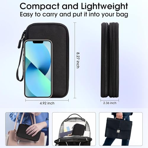 RATAVA Electronics Organizer Travel Case – 2-Layer Waterproof Cable Storage Bag for Cords, Chargers, Phone, USB, Earphones & Accessories – Portable Tech Organizer Pouch 1PC (Black) - Image 2