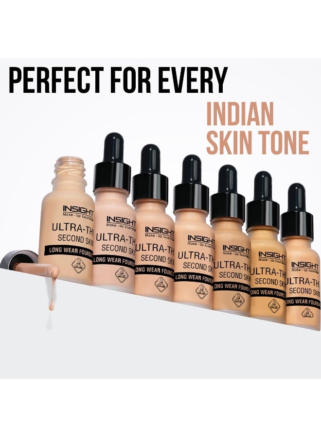 INSIGHT Ultra-Thin Second Skin Foundation 20ml | Long Wear Liquid Matte, Waterproof, Full Coverage, Oil-Free, SPF 15, Lightweight & Flawless Makeup Base (Sun Beige) - Image 4
