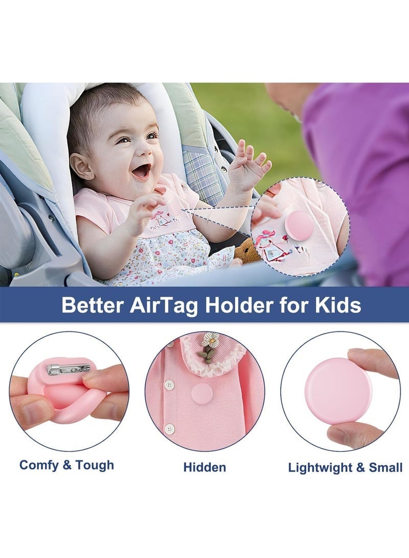 HL-Tech 2PC Apple AirTag Holder for Kids – Silicone Case with Safety Pins, AirTag Case for Children & Elderly, Hidden Inside Clothes, Shoes, or Backpacks (Black + Blue) - Image 4