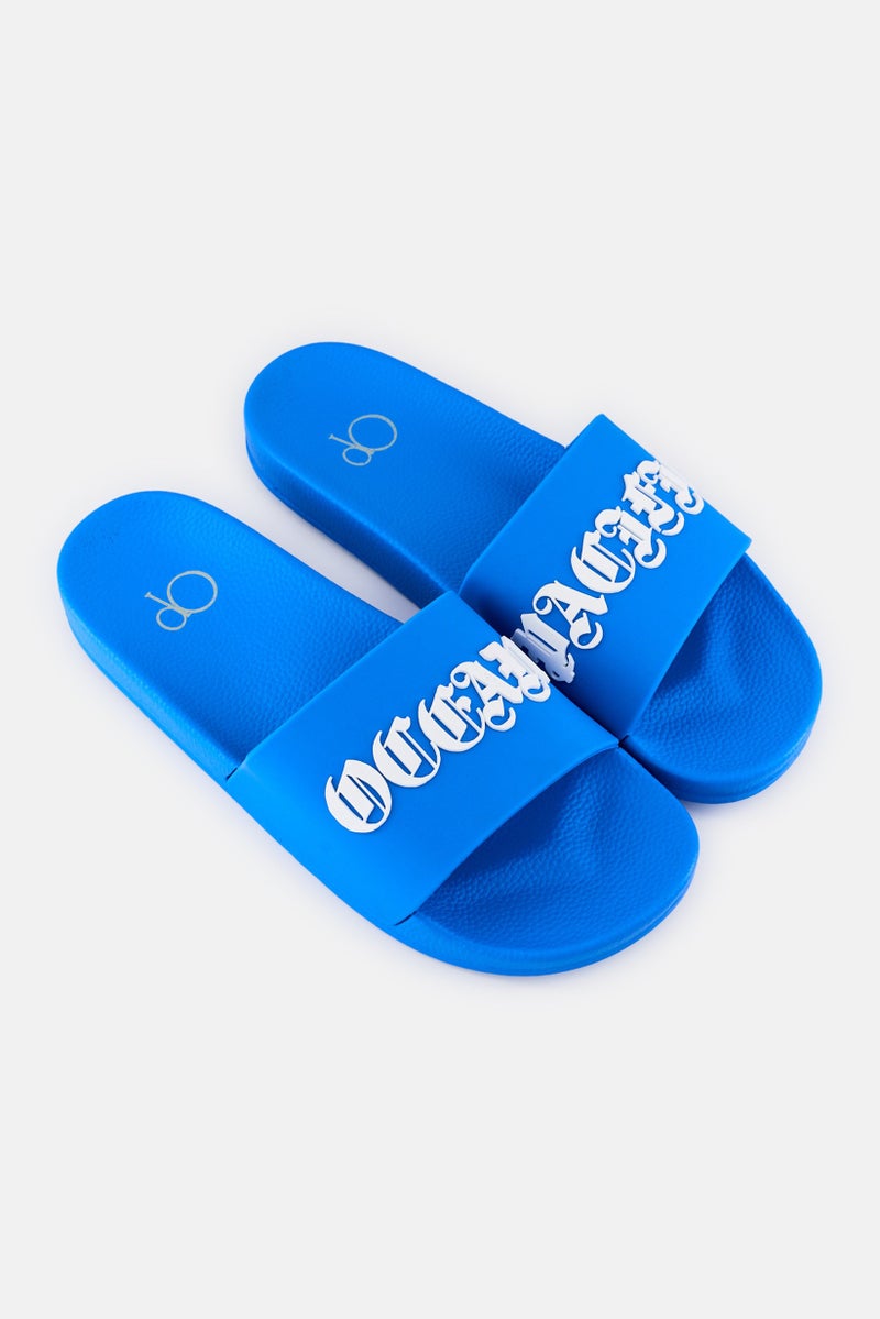 Ocean Pacific Men Brand Logo Slip On Slides, Blue  - Image 2