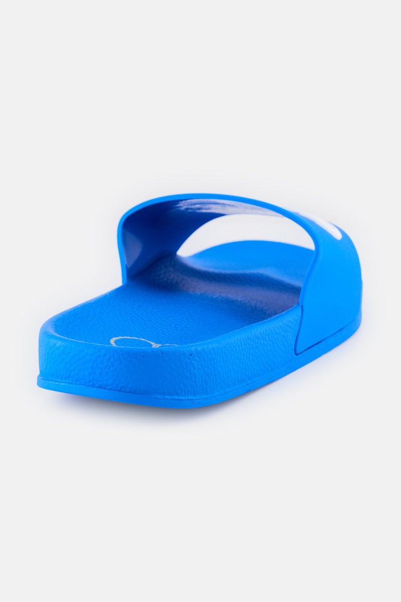 Ocean Pacific Men Brand Logo Slip On Slides, Blue  - Image 3