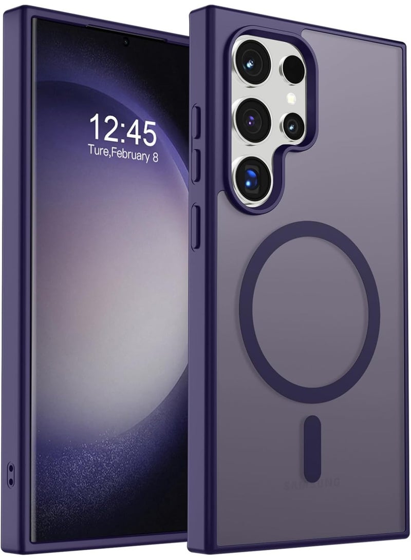Magnetic for Samsung Galaxy S23 Ultra Case Matte Purple, S23 Ultra Phone Case Compatible with MagSafe Frosted Translucent Shockproof Anti-Scratch Slim Fit Case Military Grade Protection (Matte Purple) - Image 1