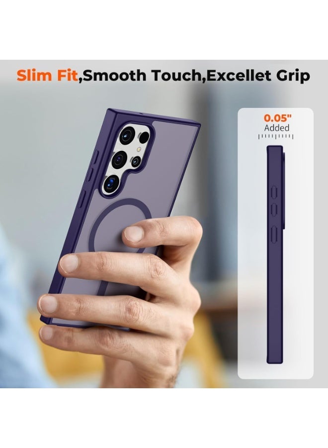 Magnetic for Samsung Galaxy S23 Ultra Case Matte Purple, S23 Ultra Phone Case Compatible with MagSafe Frosted Translucent Shockproof Anti-Scratch Slim Fit Case Military Grade Protection (Matte Purple) - Image 2