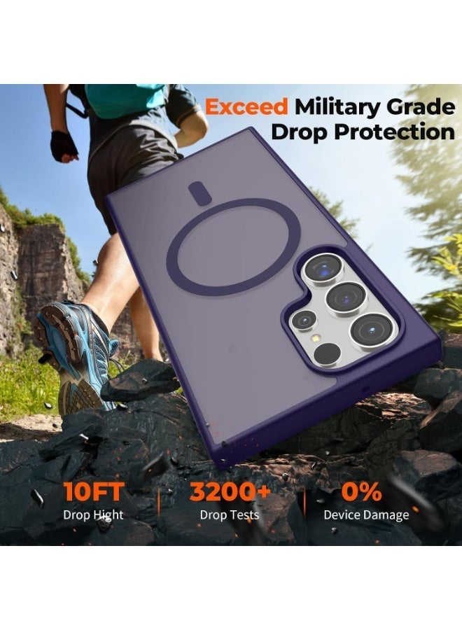 Magnetic for Samsung Galaxy S23 Ultra Case Matte Purple, S23 Ultra Phone Case Compatible with MagSafe Frosted Translucent Shockproof Anti-Scratch Slim Fit Case Military Grade Protection (Matte Purple) - Image 4