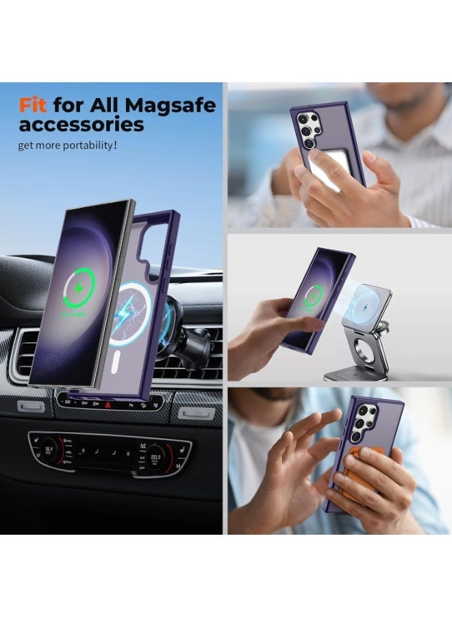 Magnetic for Samsung Galaxy S23 Ultra Case Matte Purple, S23 Ultra Phone Case Compatible with MagSafe Frosted Translucent Shockproof Anti-Scratch Slim Fit Case Military Grade Protection (Matte Purple) - Image 3