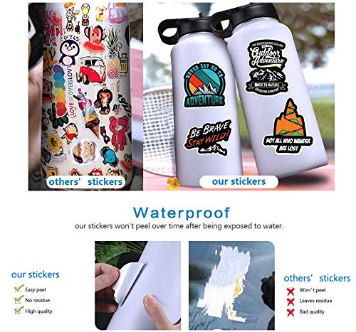 FNGEEN 100pcs Outdoor Camping Hiking Adventure Stickers, Wilderness Nature Travel Camper Stickers for Water Bottle Laptop Luggage Cup, Waterproof Summer Camp Stickers Decals for Adults Teens Girls Boys Kids - Image 4