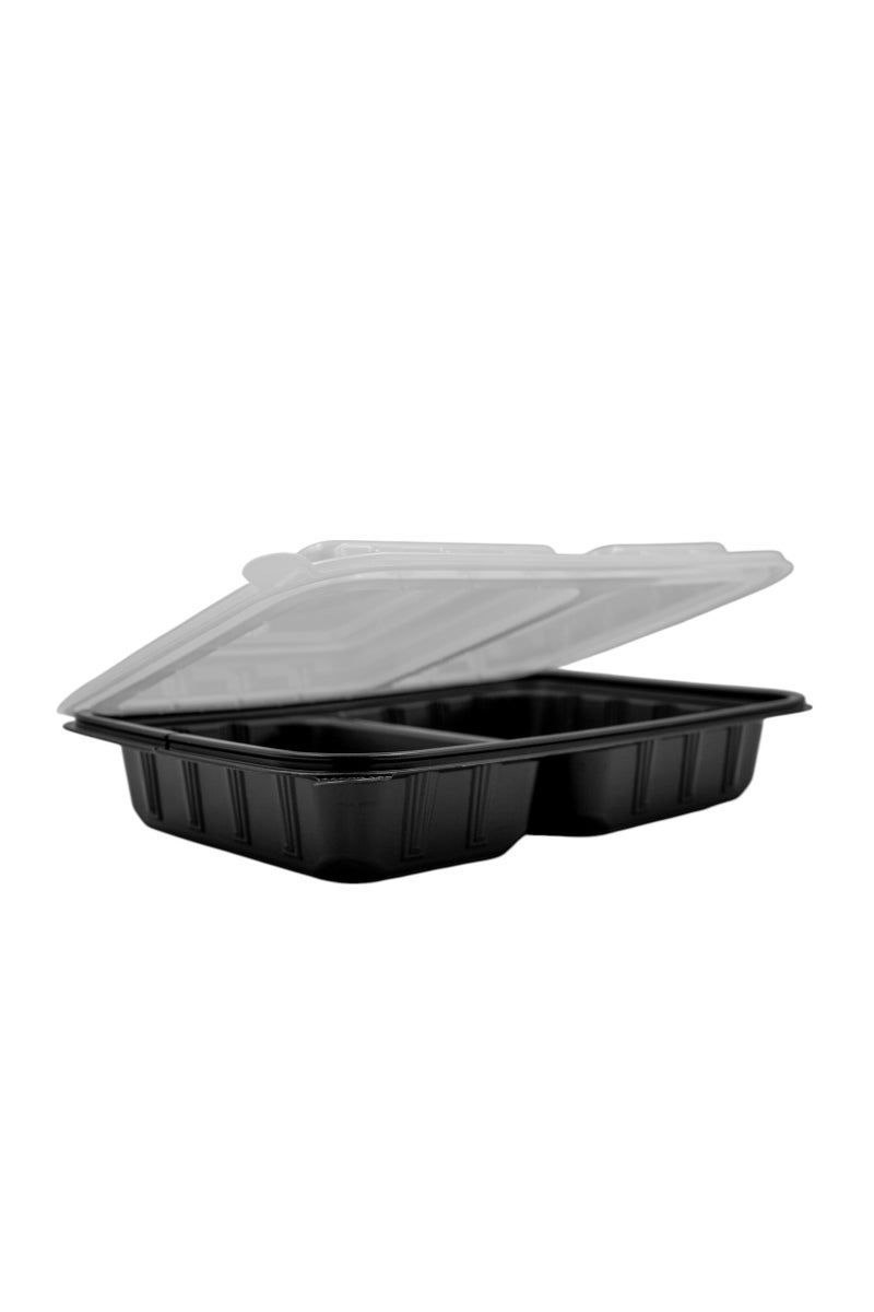 أ1 بلاست حاويات ميكروويف ذات سعة 38 أونصة من مادة A1 PLAST-P5050P - مقسمة إلى قسمين - Image 2