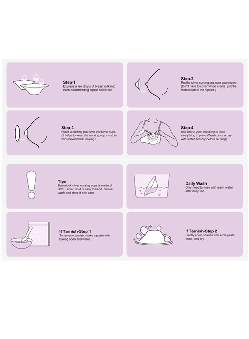 السيد باندا اكواب رضاعة فضية اصلية، اكواب حلمة 925 قيراط، مقاس عادي درع حلمة لرضاعة حديثي الولادة، اغطية حلمة فضية للرضاعة الطبيعية - Image 4