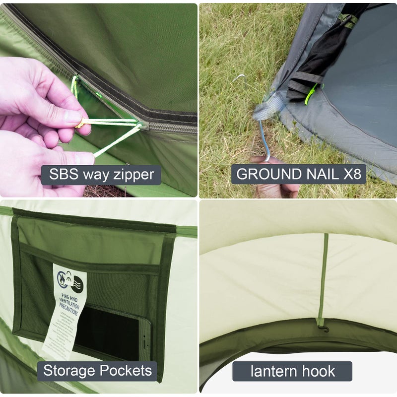Londtren Pop Up Tents for Camping 4 Person Waterproof Military Popup Tent Camping Easy Up Camping Tents Instant Pop Up Tent Big Green - Image 5