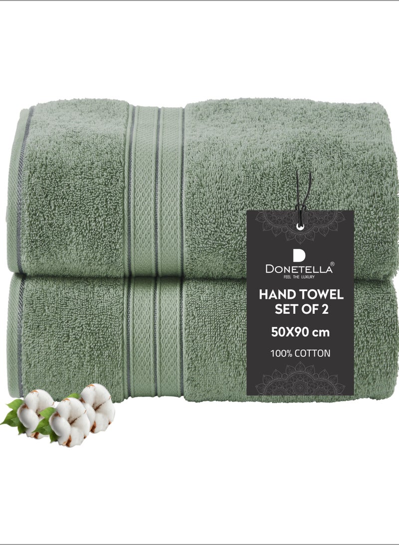 Donetella Premium 100 % Combed Cotton 2-Pcs Hand Towel Set (50 X 90 CM) 600 GSM Super Soft Hand Towel, Highly Absorbent, Quick Dry,Best Towel for Bathroom, Spa And Hotel - Image 1