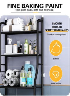 DMG TECH Toilet Storage Shelf 3-Story Bathroom Storage Shelf Bathroom Organizer No Drilled Toilet Organizer Black  - Image 4
