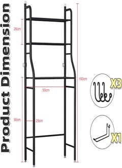 DMG TECH Toilet Storage Shelf 3-Story Bathroom Storage Shelf Bathroom Organizer No Drilled Toilet Organizer Black  - Image 3
