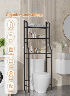 DMG TECH Toilet Storage Shelf 3-Story Bathroom Storage Shelf Bathroom Organizer No Drilled Toilet Organizer Black  - Image 5
