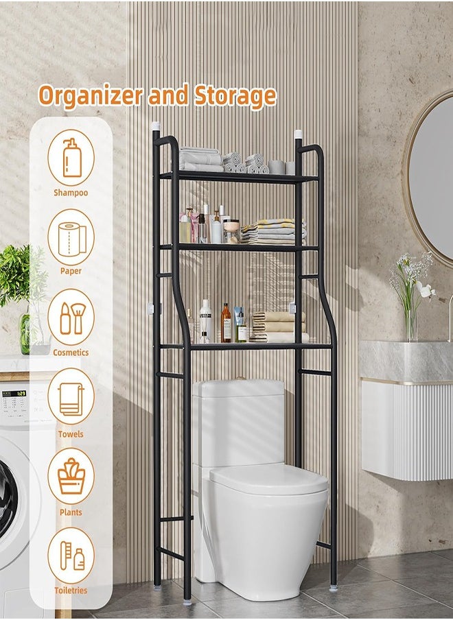 DMG TECH Toilet Storage Shelf 3-Story Bathroom Storage Shelf Bathroom Organizer No Drilled Toilet Organizer Black  - Image 5