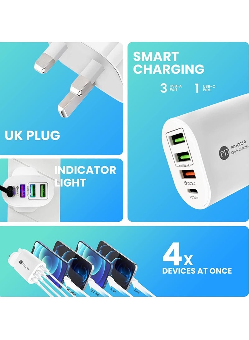 Gravity USB C 36W PD Wall Charger, 3.0 Quick Charging Multi-Port Power Adapter Compatible with iPhon 14 Pro/14 Pro Max/13 mini/12/11, New iPd 9, iPd mini 6, Galaxy S20 - White (36W) - Image 3