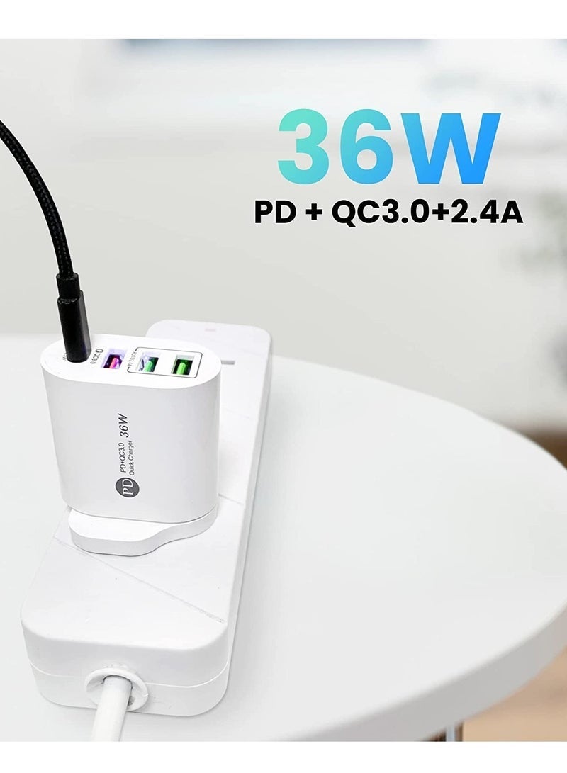 Gravity USB C 36W PD Wall Charger, 3.0 Quick Charging Multi-Port Power Adapter Compatible with iPhon 14 Pro/14 Pro Max/13 mini/12/11, New iPd 9, iPd mini 6, Galaxy S20 - White (36W) - Image 4