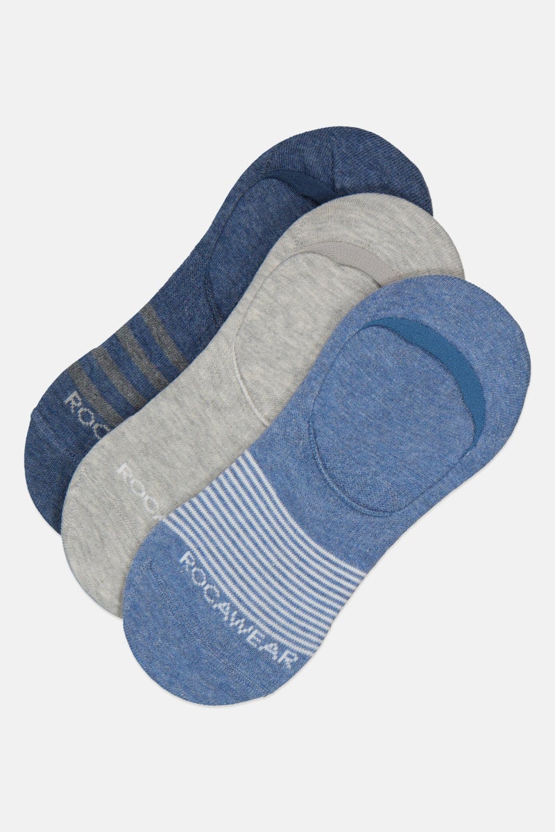 Rocawear Men 3 Pairs Brand Logo Invisible Socks, Multicolor - Image 1