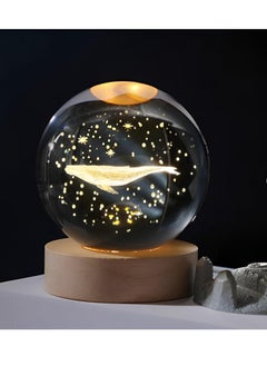 3D Crystal Light Up Crystal Crystal with LED Light and Elegant Wooden Base, USB Powered Gift or Night Lamp for Desk and Table, Provides Warm Light and Quiet Atmosphere (Whale)