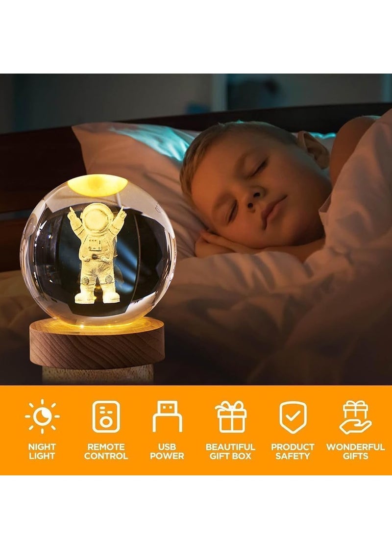 Plan A - 3D Crystal Light Up Crystal Crystal with LED Light and Elegant Wooden Base, USB Powered Gift or Night Lamp for Desk and Table, Provides Warm Light and Quiet Atmosphere (Whale) - Image 1