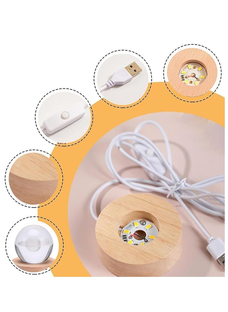Plan A - 3D Crystal Light Up Crystal Crystal with LED Light and Elegant Wooden Base, USB Powered Gift or Night Lamp for Desk and Table, Provides Warm Light and Quiet Atmosphere (Whale) - Image 1