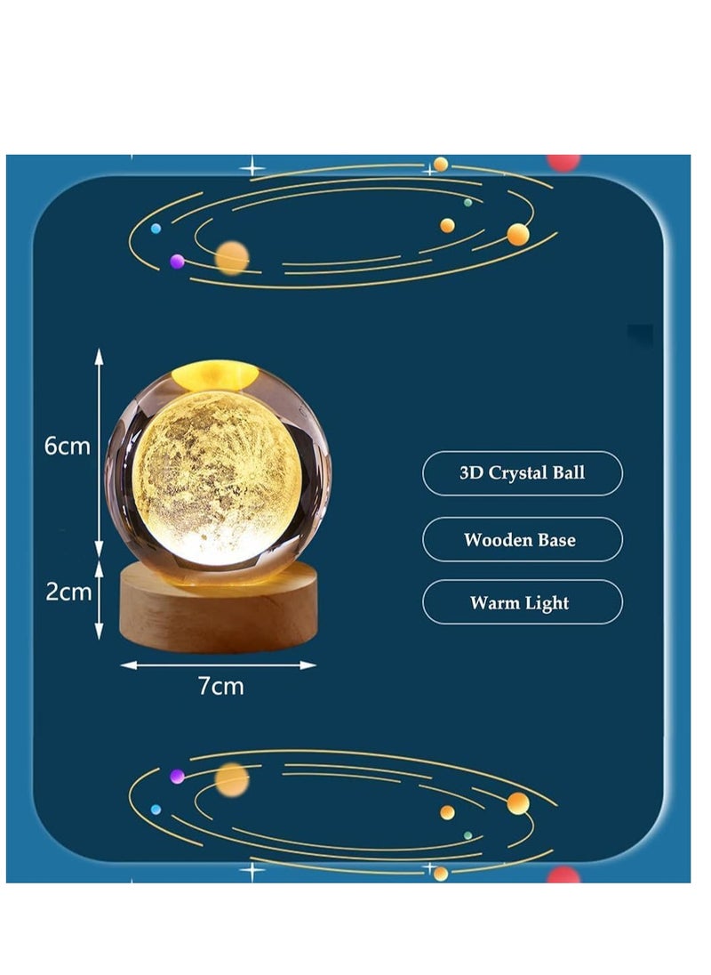 Plan A - 3D Crystal Light Up Crystal Crystal with LED Light and Elegant Wooden Base, USB Powered Gift or Night Lamp for Desk and Table, Provides Warm Light and Quiet Atmosphere (Whale) - Image 1
