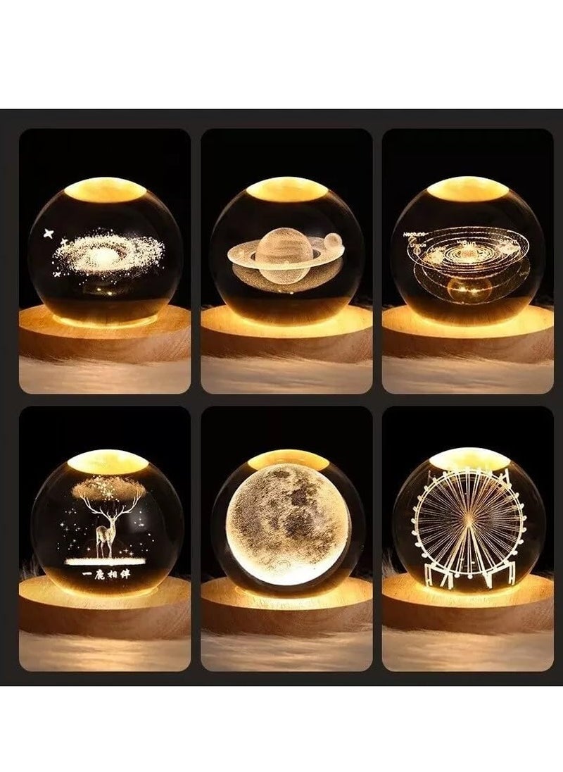 Plan A - 3D Crystal Light Up Crystal Crystal with LED Light and Elegant Wooden Base, USB Powered Gift or Night Lamp for Desk and Table, Provides Warm Light and Quiet Atmosphere (Whale) - Image 1