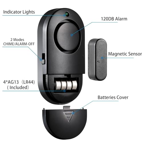 Rinetiy Window and Door Alarm 120 DB Black Window Alarm for Home Security Door Chime for Store Suitable for Pool Homes Offices Cabinets 10 Pack - Image 3