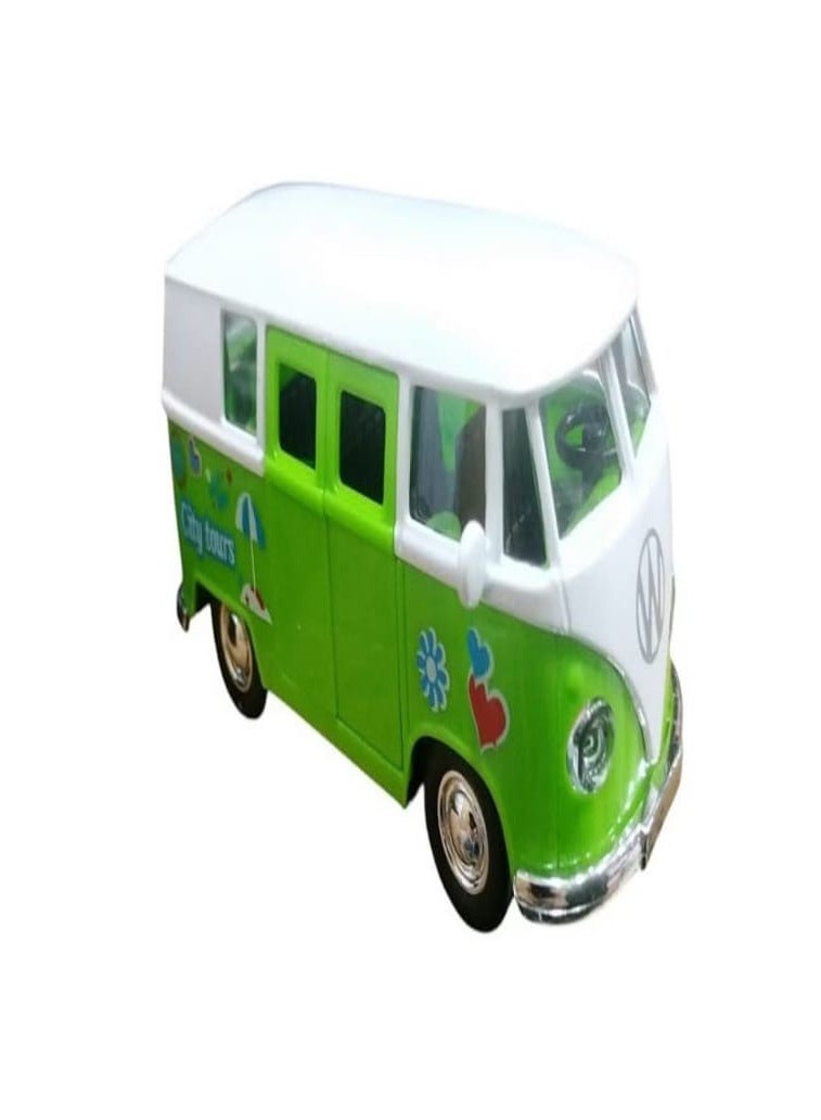 Volkswagen Bus Mini Bus Model Car Metal/Plastic, Doors Open (Green) - Image 2