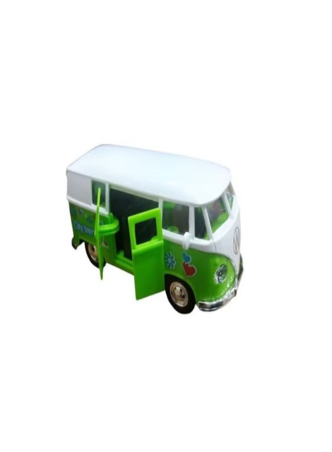 Volkswagen Bus Mini Bus Model Car Metal/Plastic, Doors Open (Green) - Image 4