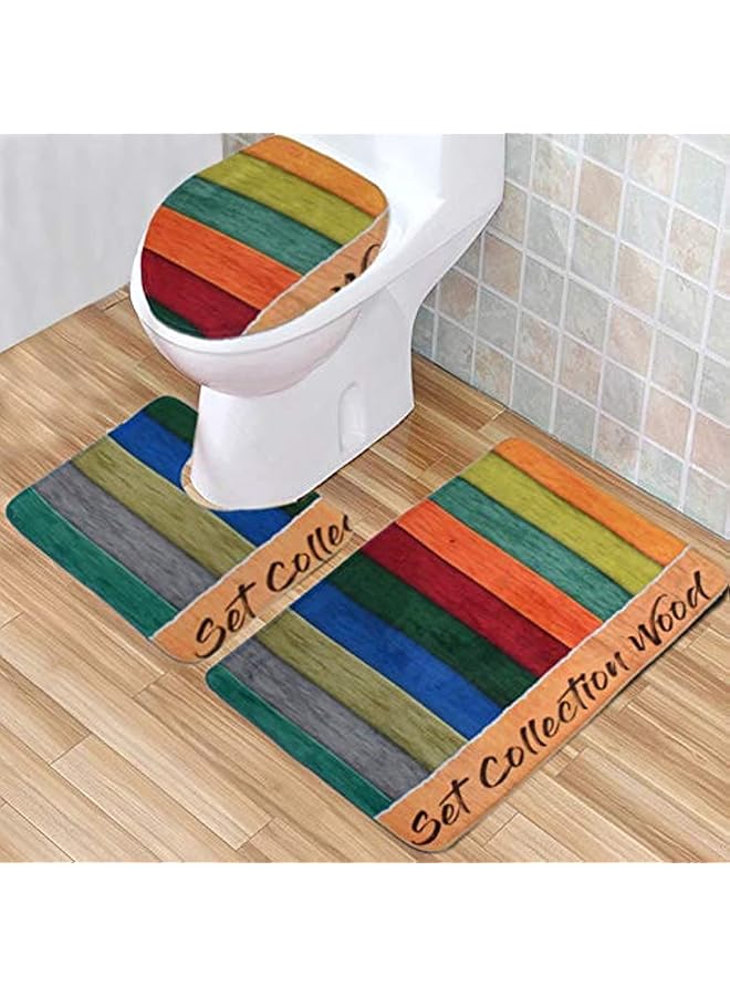 هوم كونسيبت 3 مجموعات من سجادة حمام مضادة للانزلاق + غطاء مرحاض + سجادة حمام - Image 1