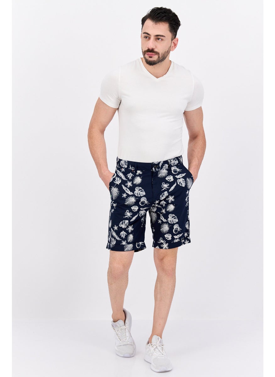 Scotch & Soda Men Slim Fit Allover Print Basic Shorts, Navy  - Image 3