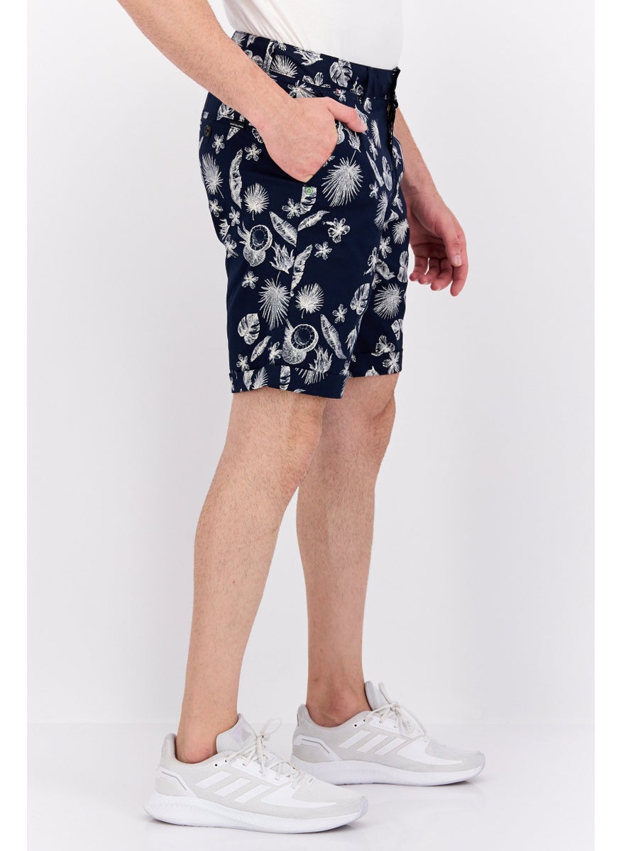 Scotch & Soda Men Slim Fit Allover Print Basic Shorts, Navy  - Image 4