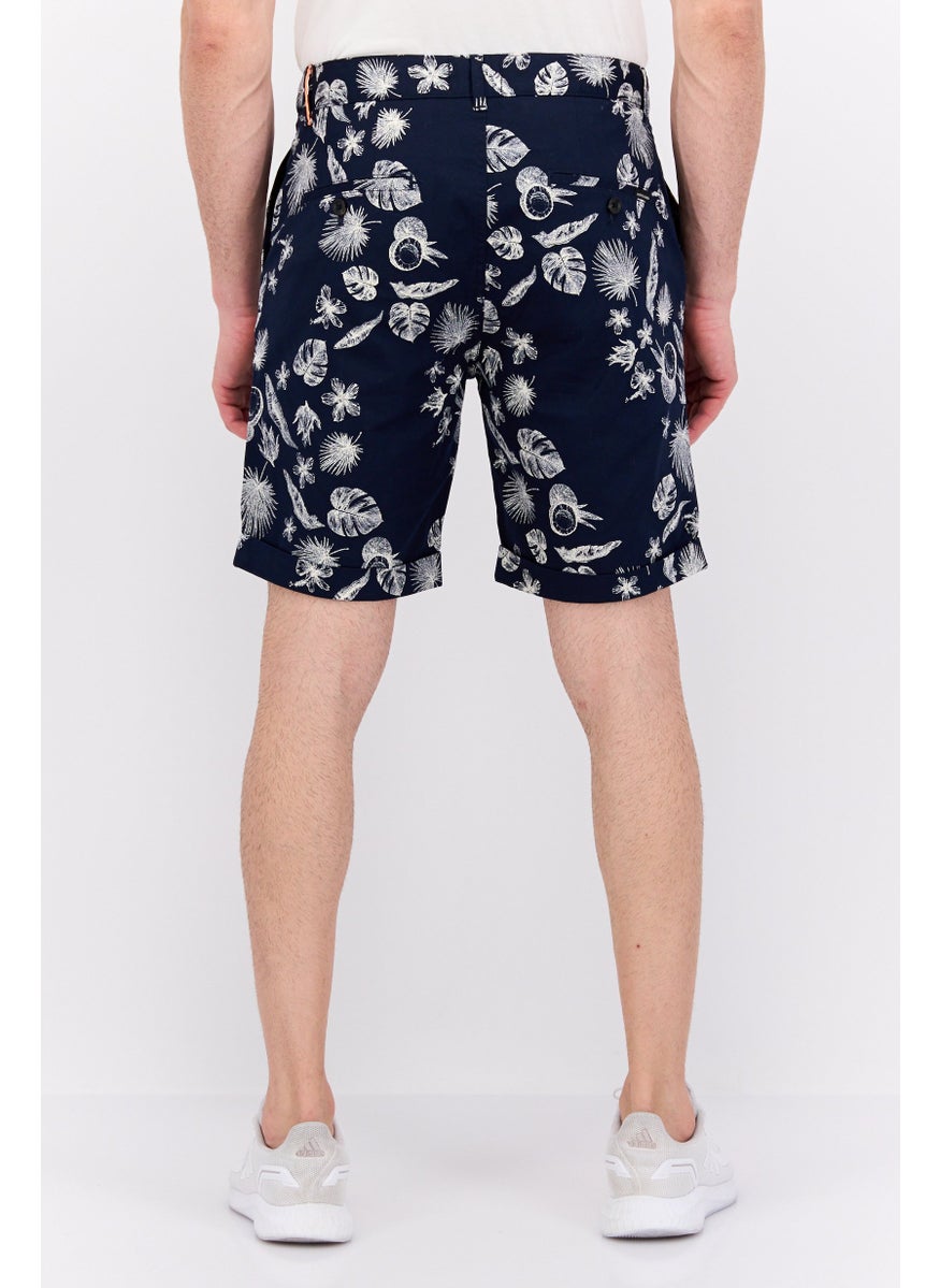 Scotch & Soda Men Slim Fit Allover Print Basic Shorts, Navy  - Image 2