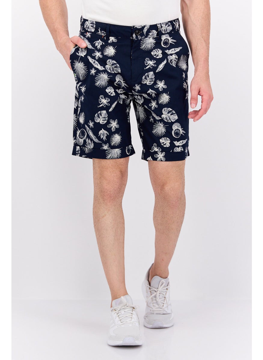 Scotch & Soda Men Slim Fit Allover Print Basic Shorts, Navy  - Image 1