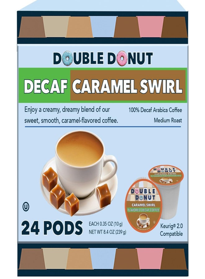 Double Donut Coffee Caramel Swirl Medium Roast Decaf Flavored Coffee Pods for Keurig K Cups Makers from Double Donut, 24 Capsules - Image 1