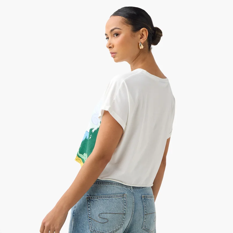 SP Characters Vincent Print Crop T-shirt with Extended Sleeves