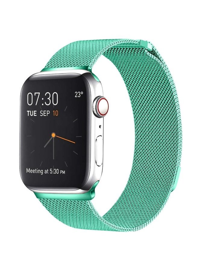 Generic - Replacement Strap Milanese Loop Magnetic Stainless Steel Watch Band for Apple Watch Ultra 49mm&Watch Ultra 2 49mm / Series 9&8&7 45mm / SE 3&SE 2&6&SE&5&4 44mm / 3&2&1 42mm Mint Green - Image 1
