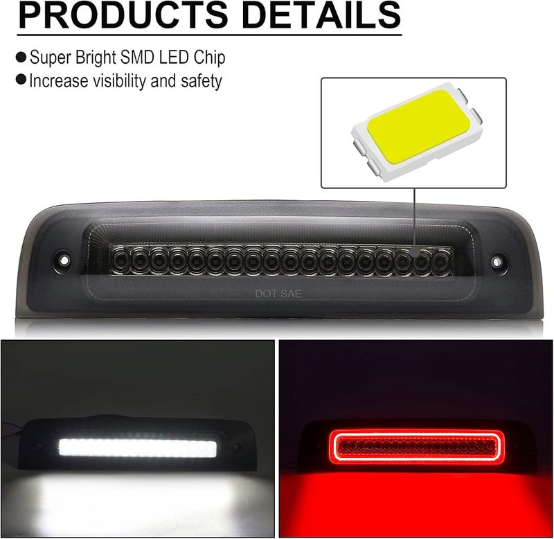 Mynoway LED 3rd Brake Light for 2009-2018 Ram 1500 2500 3500 4500 5500, Smoked Lens - Image 3