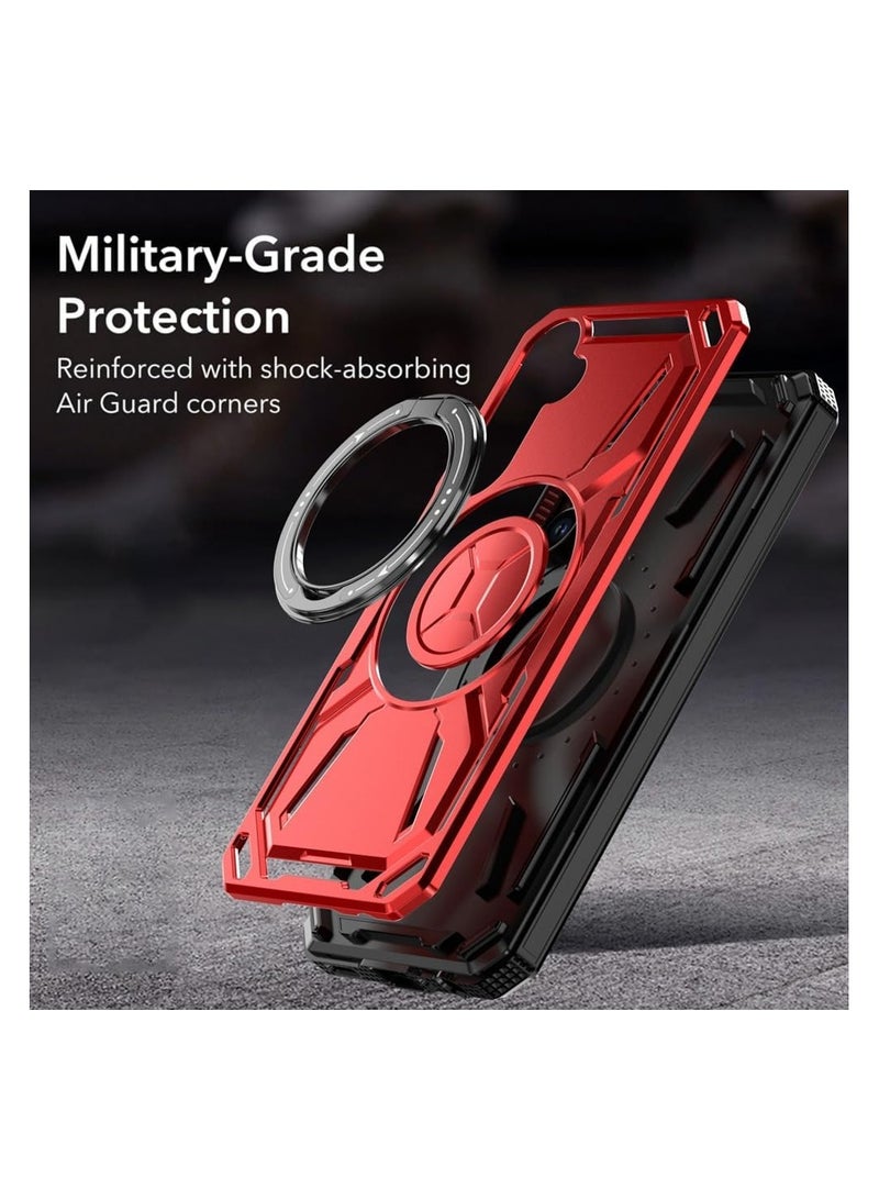 SHIELD EGYPT SHIELD EGYPT For Samsung Galaxy A14/A14 5G Armored II Series Mag-Safe Magnetic Holder Phone Case (Red) - Image 2