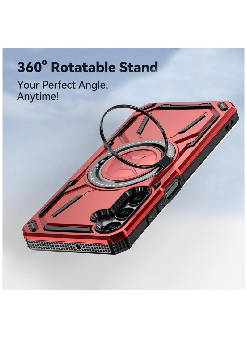 SHIELD EGYPT SHIELD EGYPT For Samsung Galaxy A14/A14 5G Armored II Series Mag-Safe Magnetic Holder Phone Case (Red) - Image 4