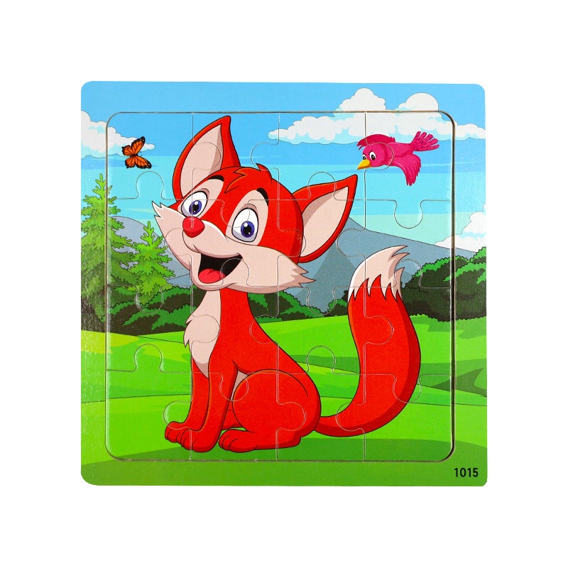 Wooden 16-Piece Flat Jigsaw Puzzle Kindergarten Children'S Educational Cartoon Animal Traffic Ocean Jigsaw Puzzle Toy - Image 1