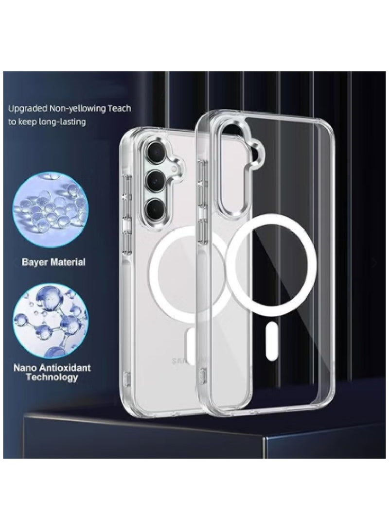 MOBM Samsung Galaxy A35 Clear Magnetic Case with Tempered Glass Screen Protector Pack of 2 - Image 5
