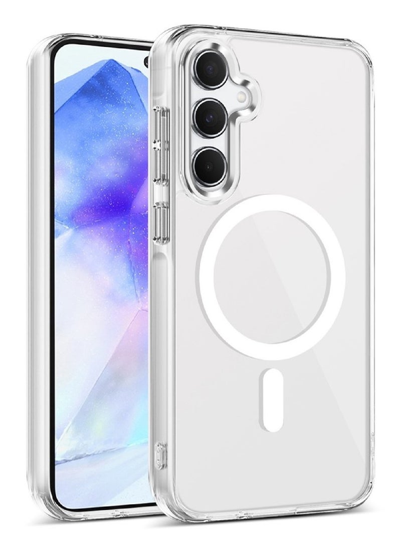 MOBM Samsung Galaxy A35 Clear Magnetic Case with Tempered Glass Screen Protector Pack of 2 - Image 2