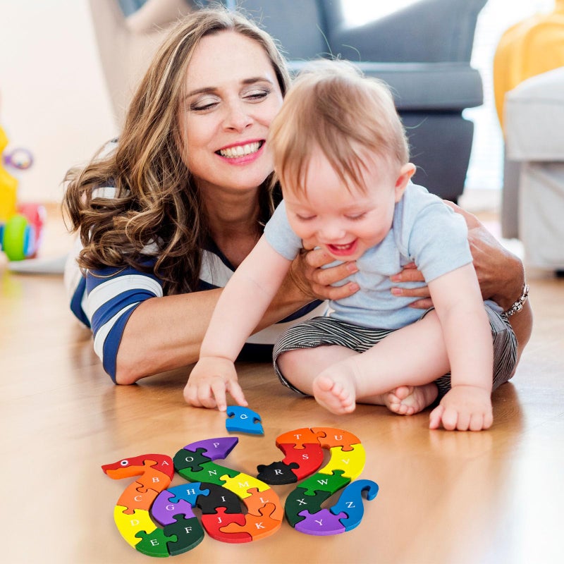 LovesTown Montessori Wooden Alphabet Puzzle for Toddlers, Snake ABC Learning Toys for Kids, Educational Preschool Jigsaw Puzzle for Early Childhood Development, Ideal Gift for Boys and Girls - Image 4