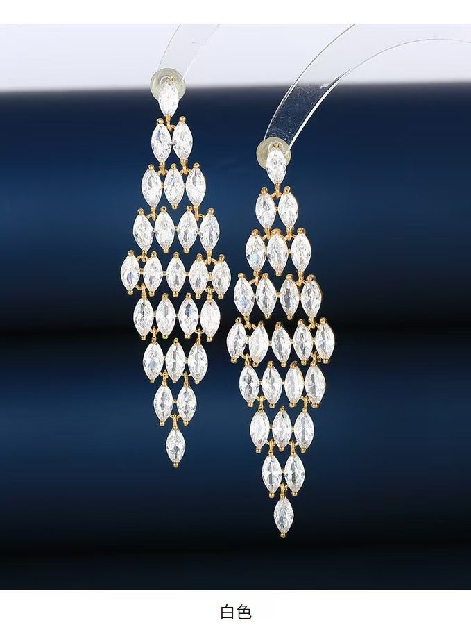 Earring Drops Dangles, Elegant Plated Water Drop Earring, A Cascade of Sparkling Brilliance, Silver Ear Accessory, Gift for Women