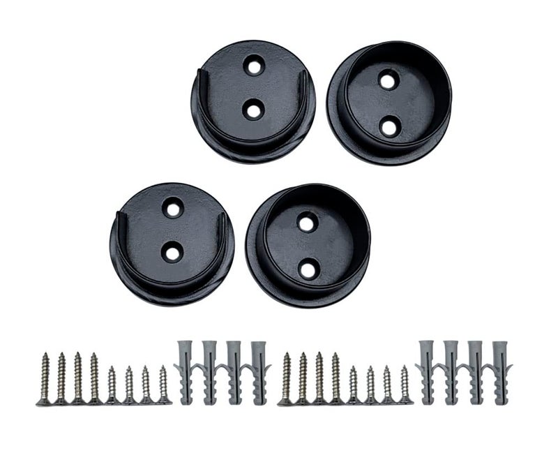 QCAA Solid Brass Extra Heavy Closet Pole Socket Set 112 inch with Stainless Screws Black Coated 2 Pairs Made in Taiwan - Image 2