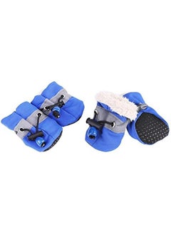 Generic 4Pcs/Set No Slip Pet Dog Shoes Boots with Soft Cotton Water-Proof Dog Socks Soft Cotton Padded Pets Protector for Indoor and Outdoor(4-Blue)  - Image 1