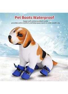 Generic 4Pcs/Set No Slip Pet Dog Shoes Boots with Soft Cotton Water-Proof Dog Socks Soft Cotton Padded Pets Protector for Indoor and Outdoor(4-Blue)  - Image 3