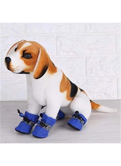 Generic 4Pcs/Set No Slip Pet Dog Shoes Boots with Soft Cotton Water-Proof Dog Socks Soft Cotton Padded Pets Protector for Indoor and Outdoor(4-Blue)  - Image 4